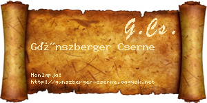 Günszberger Cserne névjegykártya